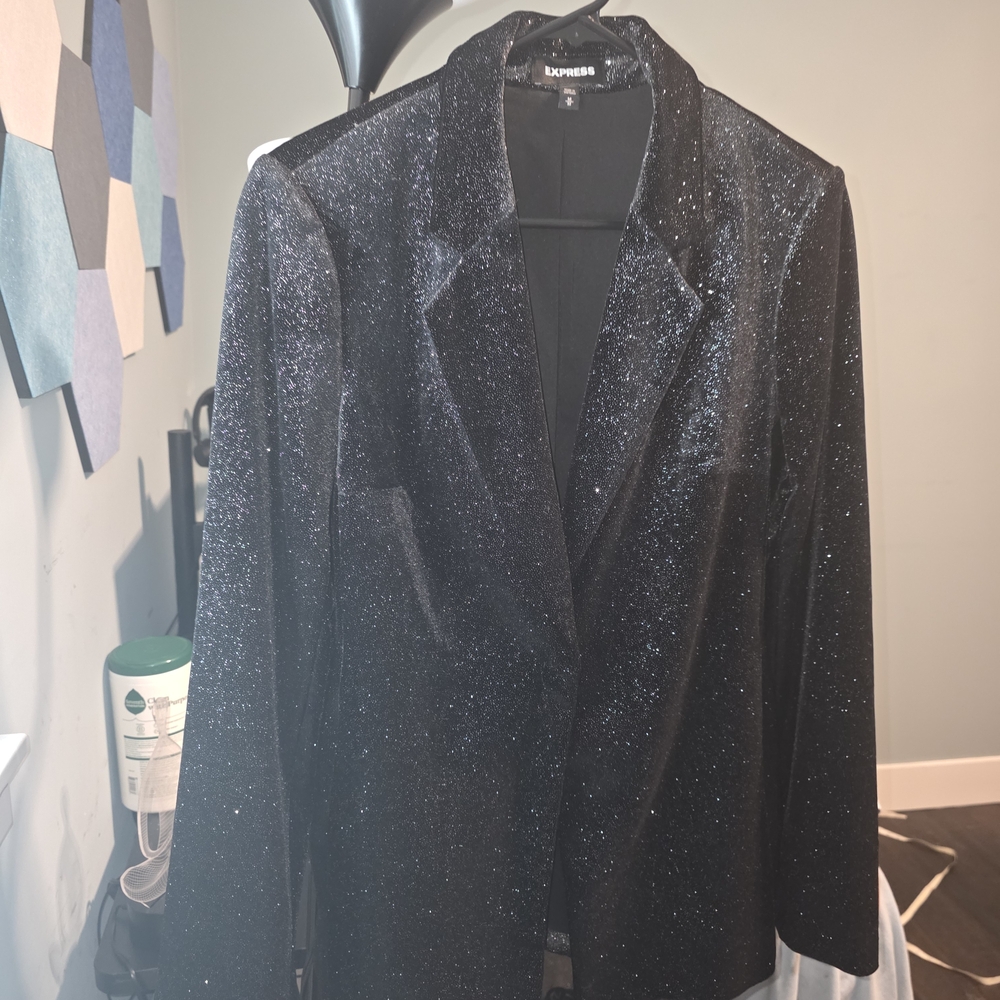 Express Women's Black Sparkle Blazer Jacket
